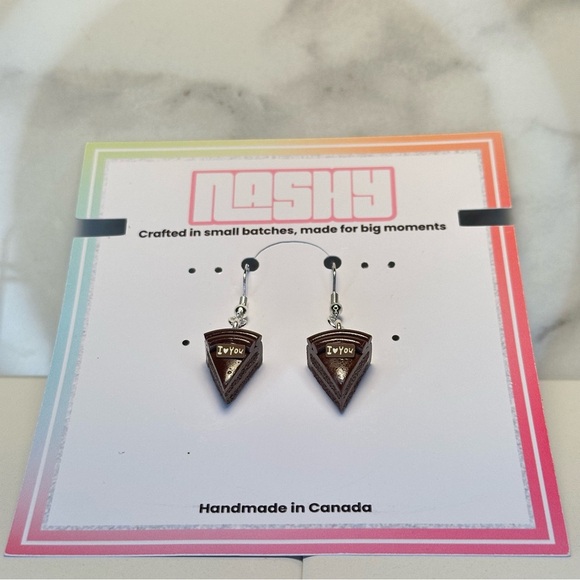 Chocolate Cake Slices(Mini) - Handmade Earrings - Picture 6 of 7